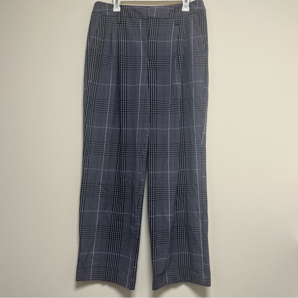 A new day black gray purple plaid straight‎ leg dress pants size 12